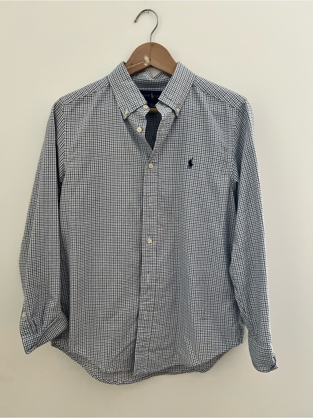 Ralph Lauren Navy & White Mini Gingham Button-Down Shirt